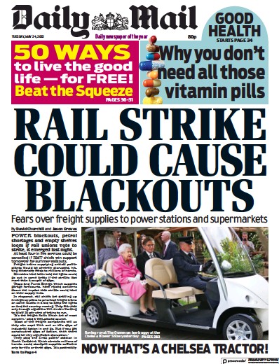 Daily Mail Newspaper Front Page (UK) for 24 May 2022