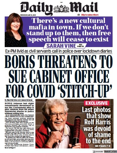Daily Mail Newspaper Front Page (UK) for 24 May 2023