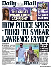 Daily Mail (UK) Newspaper Front Page for 24 June 2013