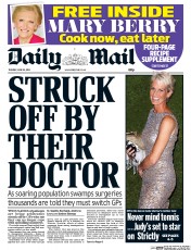 Daily Mail (UK) Newspaper Front Page for 24 June 2014