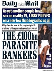 Daily Mail (UK) Newspaper Front Page for 24 June 2016