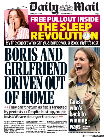 Daily Mail Newspaper Front Page (UK) for 24 June 2019
