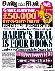 Daily Mail (UK) Newspaper Front Page for 24 July 2021