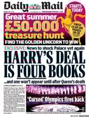 Daily Mail (UK) Newspaper Front Page for 24 July 2021