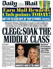 Daily Mail (UK) Newspaper Front Page for 24 September 2012