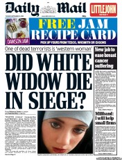 Daily Mail (UK) Newspaper Front Page for 24 September 2013