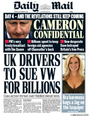 Daily Mail (UK) Newspaper Front Page for 24 September 2015