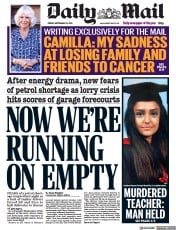 Daily Mail (UK) Newspaper Front Page for 24 September 2021