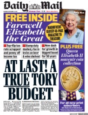 Daily Mail (UK) Newspaper Front Page for 24 September 2022