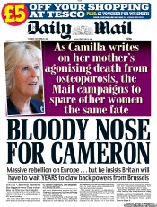 Daily Mail (UK) Newspaper Front Page for 25 October 2011
