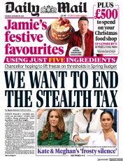Daily Mail front page for 25 November 2023