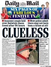 Daily Mail (UK) Newspaper Front Page for 25 December 2018