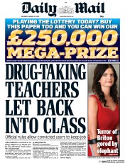Daily Mail (UK) Newspaper Front Page for 25 January 2014