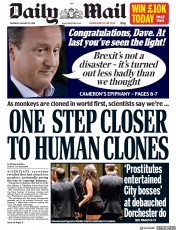 Daily Mail (UK) Newspaper Front Page for 25 January 2018