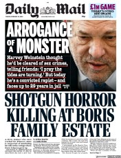 Daily Mail (UK) Newspaper Front Page for 25 February 2020