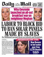 Daily Mail front page for 25 March 2025