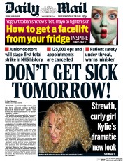 Daily Mail (UK) Newspaper Front Page for 25 April 2016