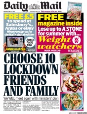 Daily Mail (UK) Newspaper Front Page for 25 April 2020