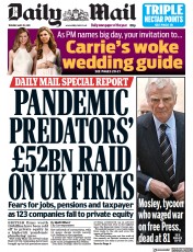 Daily Mail (UK) Newspaper Front Page for 25 May 2021