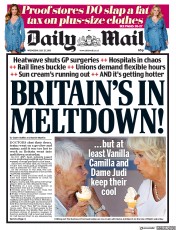 Daily Mail (UK) Newspaper Front Page for 25 July 2018