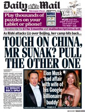 Daily Mail front page for 25 July 2022