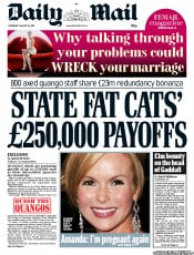 Daily Mail Newspaper Front Page (UK) for 25 August 2011