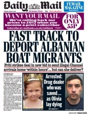 Daily Mail (UK) Newspaper Front Page for 25 August 2022