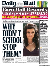Daily Mail (UK) Newspaper Front Page for 25 September 2012