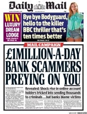 Daily Mail (UK) Newspaper Front Page for 25 September 2018