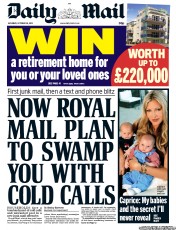 Daily Mail Newspaper Front Page (UK) for 26 October 2013