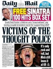 Daily Mail Newspaper Front Page (UK) for 26 November 2012