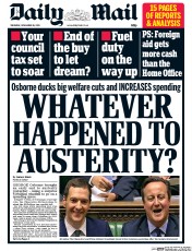 Daily Mail (UK) Newspaper Front Page for 26 November 2015