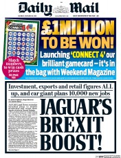 Daily Mail (UK) Newspaper Front Page for 26 November 2016