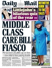 Daily Mail Newspaper Front Page (UK) for 26 December 2012