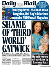 Daily Mail (UK) Newspaper Front Page for 26 December 2013