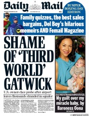 Daily Mail Newspaper Front Page (UK) for 26 December 2013