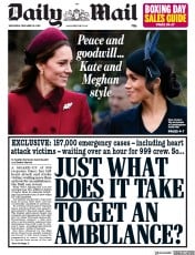Daily Mail (UK) Newspaper Front Page for 26 December 2018