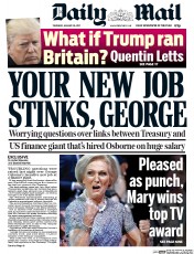 Daily Mail (UK) Newspaper Front Page for 26 January 2017