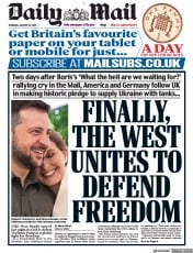 Daily Mail front page for 26 January 2023