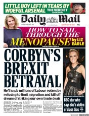 Daily Mail (UK) Newspaper Front Page for 26 February 2018