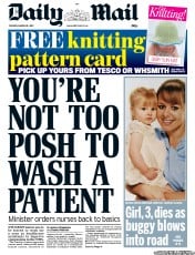 Daily Mail Newspaper Front Page (UK) for 26 March 2013