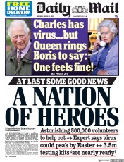 Daily Mail (UK) Newspaper Front Page for 26 March 2020