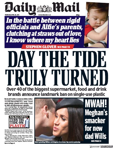 Daily Mail Newspaper Front Page (UK) for 26 April 2018