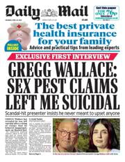 Daily Mail front page for 26 April 2025