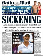 Daily Mail (UK) Newspaper Front Page for 26 June 2013