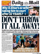 Daily Mail (UK) Newspaper Front Page for 26 June 2020