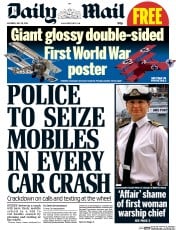 Daily Mail (UK) Newspaper Front Page for 26 July 2014