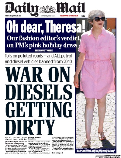 Daily Mail Newspaper Front Page (UK) for 26 July 2017