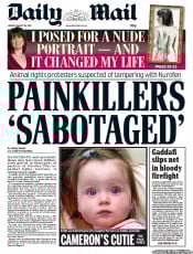 Daily Mail (UK) Newspaper Front Page for 26 August 2011