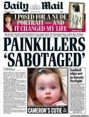 Daily Mail (UK) Newspaper Front Page for 26 August 2011